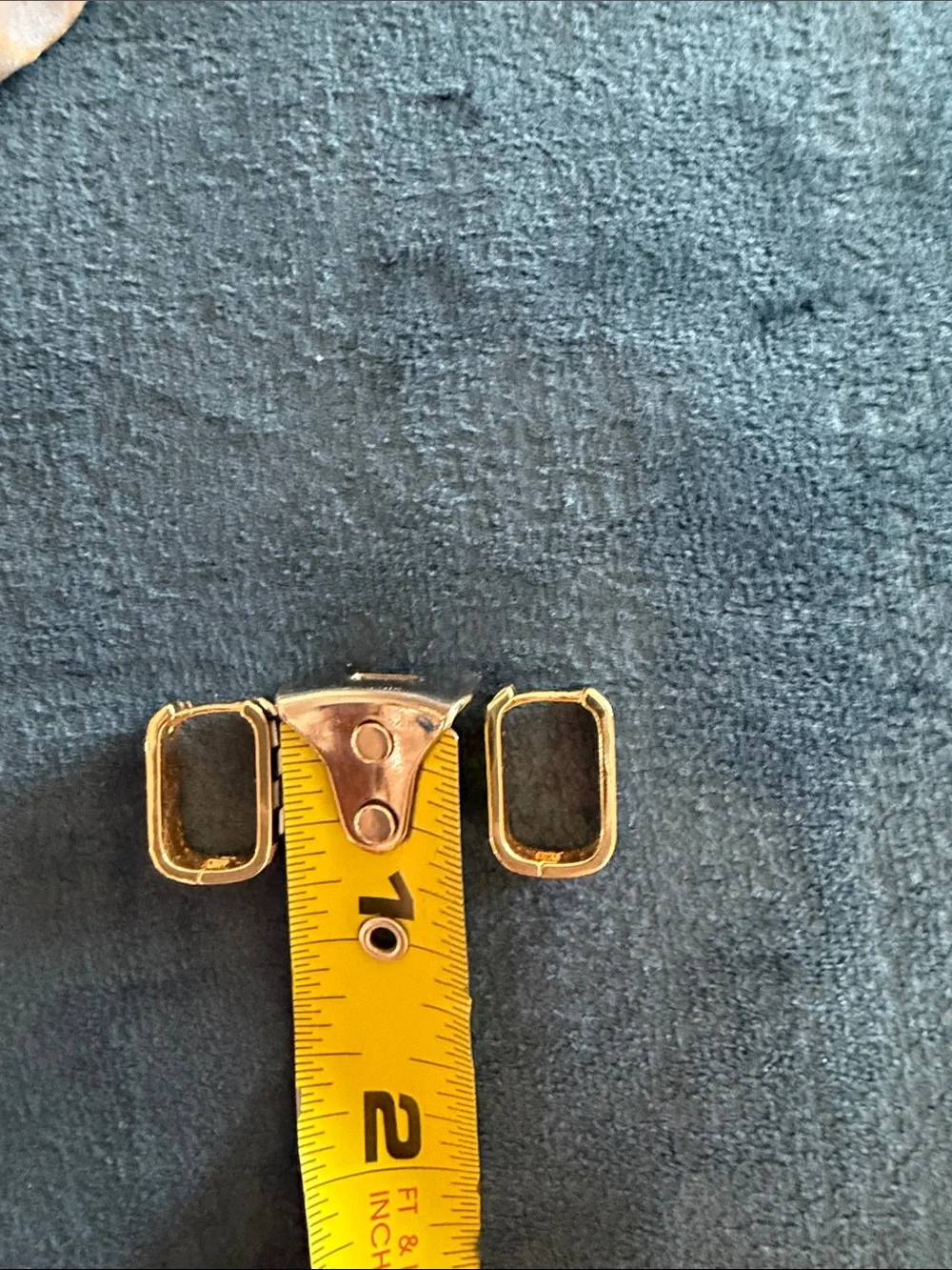 Gold Toned Huggie Earrings with Black and White Checkerboard
